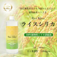 ライスシリカ 500ml 水溶性ケイ素 植物性シリカ 濃縮液 ヘアケア スキンケア ネイル 育毛 美容 サプリ 植物由来 アトピー 糖尿 手荒れ 肌荒れ 便秘 生理痛 かゆみ ミネラル アミノ酸 亜鉛 コラーゲン リーキーガット 珪素 日本製 潤い おすすめ クレディ創食 正規品 特許製法